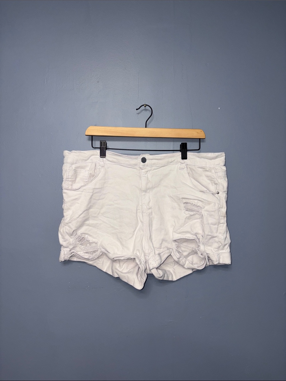 White Distressed Jean Shorts
